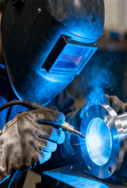 The Wilco Sheet Metal team in the fabrication workshop at Top Farm, Campton, Bedfordshire