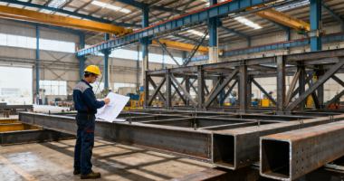 Structural steel sections being fabricated and assembled at Wilco Sheet Metal, Campton
